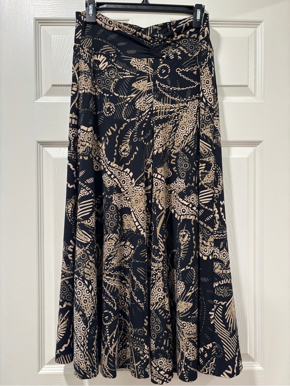 Cabi Safari Cropped Palazzo Pants Style 897 Black Tan Wide Leg M